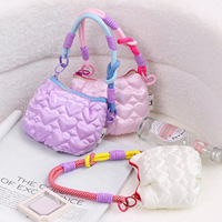 Tas Kosmetik Wanita Portabel Gaya Korea Pegangan Lembut Tas Makeup Lucu Bentuk Hati Tas Penyimpanan Ritsleting Dompet Tas Ponsel
