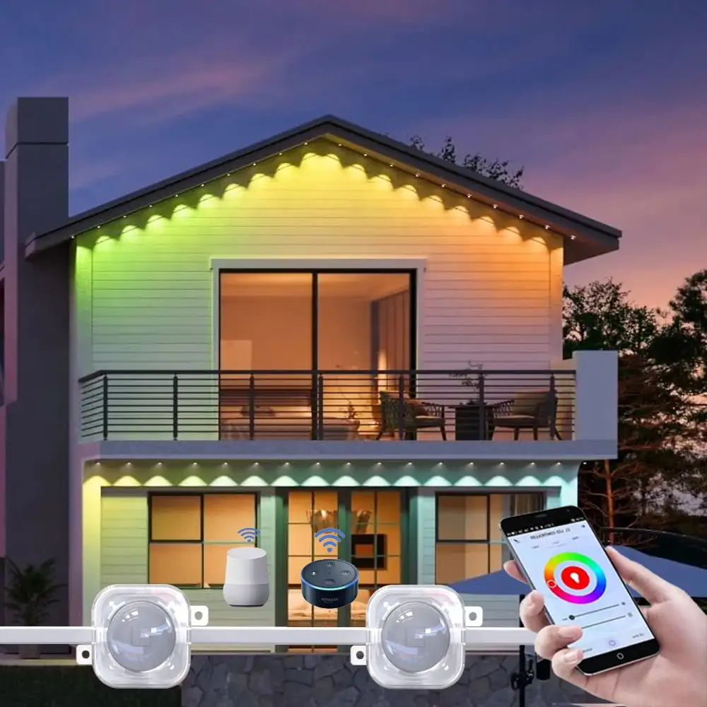 Luz LED de parede para exterior linha de pontos de luz RGB Pixel 30mm lâmpadas de reposição 12 volts cordão LED de Natal para exterior