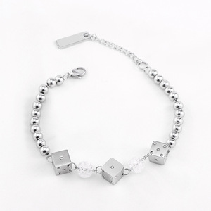 Unisex <b>Titanium</b> Steel Beaded Dice Necklace Geometric Ball Shape Hip Hop Punk Style Fashion Jewelry XYB0067 - Product Image 1