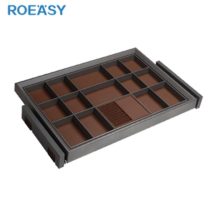 ROEASY <span class=keywords><strong>Armario</strong></span> Hardware <span class=keywords><strong>Organizador</strong></span> Marco de aluminio Extraíble Cajón de joyería Bandeja Caja de cuero - Product Image 1