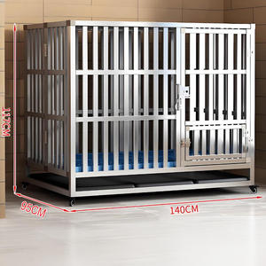 Sıcak satış güçlü katlanabilir köpek kafesi açık paslanmaz çelik metal köpek taşıma kafesi büyük köpek için kennels - Product Image 1