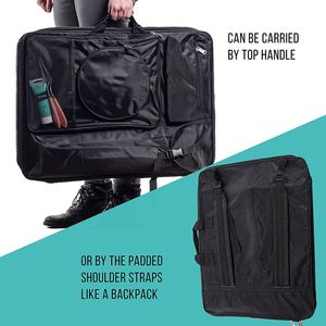 Sac à dos de transport pour fournitures artistiques en nylon noir, fabriqué par une usine certifiée BSCI, taille : 19" x 26", sac de transport pour artiste - Product Image 4
