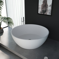 Baignoire autoportante en acrylique, design moderne, surface solide, couleur blanche, pour appartement et salle de bain d'hôtel
