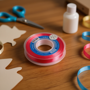 ริบบิ้นผ้าซาตินอิลัน 1.0 ซม. 25 หลา สีแกรนาท สำหรับงานประดิษฐ์ - Product Image 2