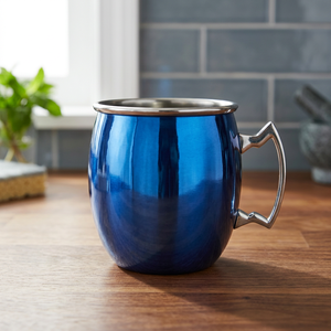 Moscow Mule Mug color exterior Azul Acero inoxidable Cóctel sublimación Moscow Mule Mugs Party Cups Drinkware a precio al por mayor - Product Image 3