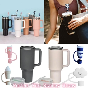 Protège-pailles anti-poussière en silicone/PVC de qualité alimentaire Panda, 0,4 pouce/10 mm, motifs variés, nouveauté pour gobelets et articles de boisson, personnalisable avec votre marque - Product Image 4