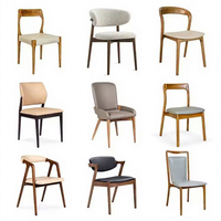 Chaise en bois rembourrée sans accoudoirs pour salle à manger, restaurant, salon, avec siège en cuir PU, chaise de salle à manger