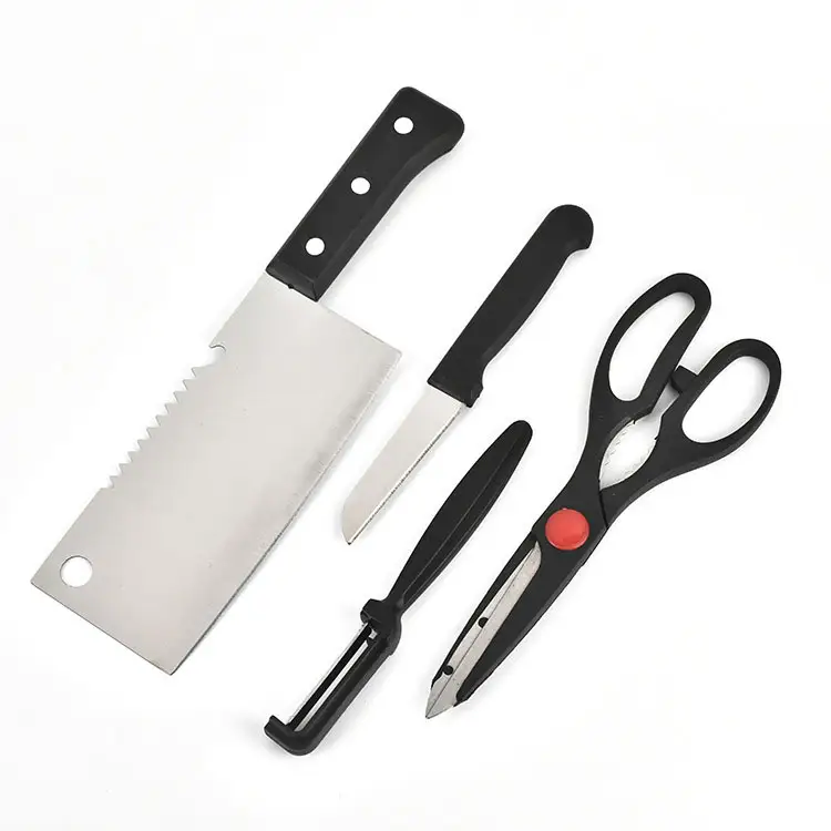 Cina Yangjiang fornitore promozione a buon mercato in acciaio inox 4 pezzi coltelli da cucina Set con manico in plastica