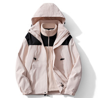 Blouson Bomber Réversible 3-en-1 Coupe-Vent Homme Femme Hiver à Capuche Veste Extérieure Détachable Deux Pièces en Polyester pour Randonnée