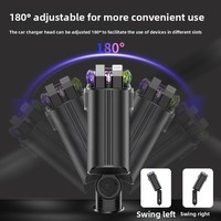 Chargeur de voiture 4-en-1 45W PD en alliage avec diffuseur de parfum, charge rapide, adaptateur de chargeur de téléphone rétractable 5V/2.4A et pulvérisateur d'aromathérapie