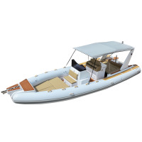 Bateau familial gonflable pliable certifié CE de 8,60 m (28 pieds) RIB860 Sport Yacht, coque en fibre de verre Hypalon PVC, stable, pour 14 personnes