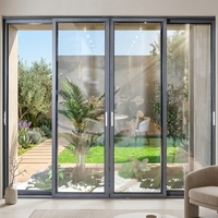 Porte coulissante panoramique moderne en aluminium NFRC AS2047 CE avec écran en acier inoxydable, cadre fin, grand vitrage, isolation thermique pour balcon, patio, porte métallique pour maisons, porte intérieure avec cadre