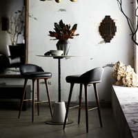 Tabouret de bar en bois vintage traditionnel commercial tabouret de bar en cuir noir avec dossier chaise haute tabourets de comptoir pour cuisine de luxe