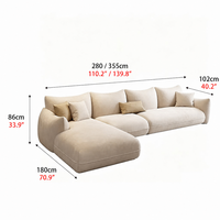 Canapé d'angle en tissu de grande taille de style nordique pour salon, en coton et lin, design moderne, personnalisable, ISO9001 ROHS