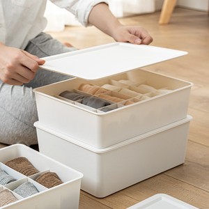 Japanese Style Underwear Divider <b>Storage</b> <b>Box</b> Rectangle <b>Stackable</b> With Lid And Compartments For Bra Pantyhose Clothes Organizer - Product Image 3