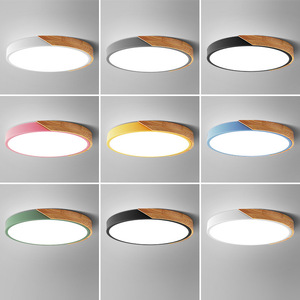 Lámpara de techo LED redonda de diseño de madera, estilo nórdico minimalista para sala de estar y dormitorio, iluminación Zhongshan - Product Image 1