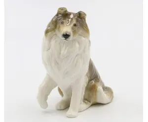 बढ़िया चीनी मिट्टी की अंग्रेजी शेफर्ड कुत्ते की मूर्ति, 4-1/2" एच