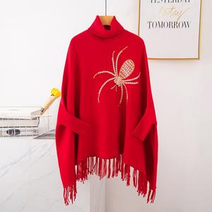 Inverno primavera spider alta del collare del capo pipistrello sciolto trapano cappotto di paillettes pullover maglione scialle - Product Image 5