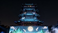 Système de projection holographique 3D extérieur 4K Lumens pour cartographie architecturale de bâtiments, solution de spectacle nocturne pour façades de châteaux et monuments