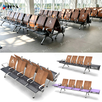Chaise d'attente 3 places pour hôpital, sièges en tandem, salle d'attente d'aéroport, clinique, banc en bois
