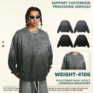 Sudadera lavada con ácido de gran tamaño para hombre de peso pesado Boxy Crop Vintage 410GSM Impresión de logotipo personalizado Tela de punto de invierno - Product Image 2