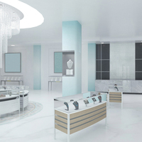 Vitrine de présentation de bijoux en verre écologique de luxe avec éclairage LED durable et design intérieur personnalisé pour les boutiques
