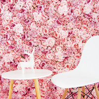 Dinding Bunga Mawar Peony Warna Ivory Blush Pink Grosir, Panel Bunga Buatan yang Dapat Digulung dan Digunakan Kembali untuk Pernikahan di Luar Ruangan