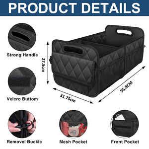 Caixa Organizadora para Porta-Malas de Carro, Dobrável e Almofadada, com Bolsos de Malha, Base de Velcro e Alças para Transporte, Ideal para SUV, Viagens e Camping - Product Image 2