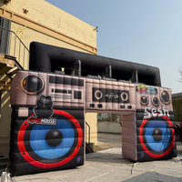 Arche radio gonflable personnalisée pour fête à thème disco, tunnel d'entrée gonflable personnalisé avec lecteur de musique