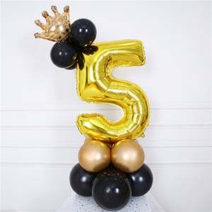 Chrome Gold Black 32inch 0-9 Number Foil Column <b>Balloons</b> Happy Birthday Party Decorations <b>Balloon</b> - Product Image 2