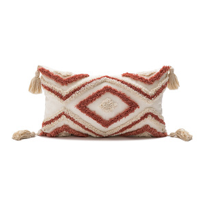 Fodera per cuscino trapuntata bohémien con nappe, stile etnico marocchino, per divano del soggiorno - Product Image 6