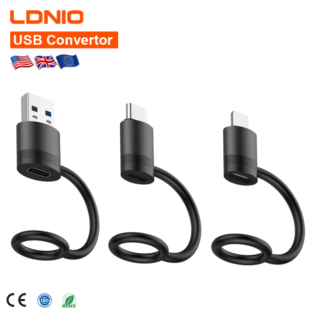 LDNIO LC300 3A Fast Charging Data Cable Adapter USB 3.0 Male to Type c Female Converter USB Super Speed with 5Gbps Transfer Rate