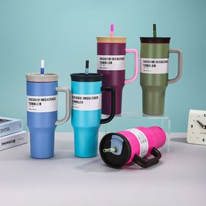 Taza de Gran Capacidad de 40 oz, Aislada al Vacío, de Acero Inoxidable 304/201, con Asa y Pajita, Portátil, para Auto, Oficina, Viajes, Regalo, Personalizable - Product Image 2