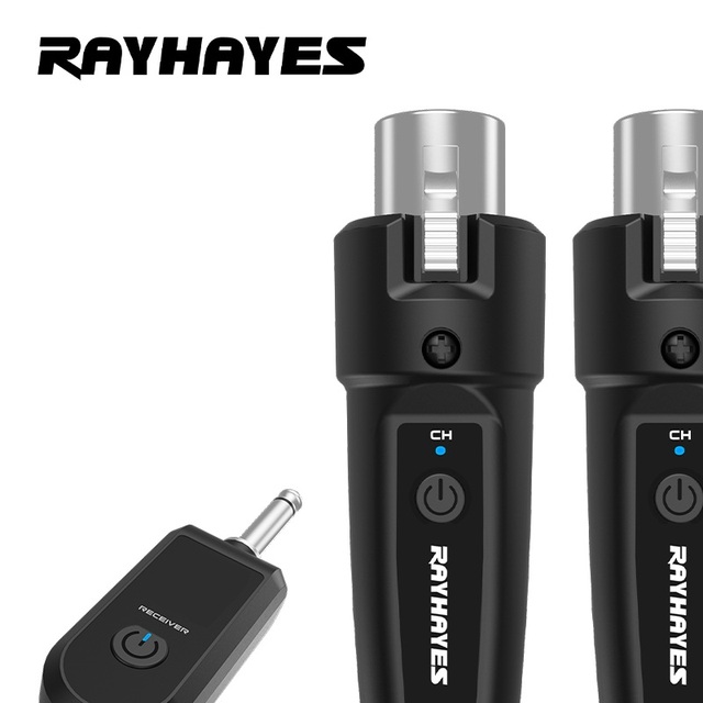 RAYHAYES GE-02 XLR Transmitter and Receiver for Dynamic Mic Mixer Wireless Microphone System