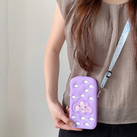 Étui de téléphone portable créatif en silicone liquide avec motif nuage de dessin animé, pochette à monnaie, sac bandoulière, pochette de rangement antichoc