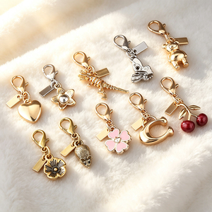 <b>Cute</b> Assorted Enamel Metal Charms Lobster Clasp Keychain <b>Bear</b> Flower Cherry Pendant Aesthetic Bag Decor Key Accessories For Girl - Product Image 3