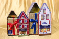 Nouveauté créative, boîte en fer blanc recyclable écologique avec couvercle amovible, style maison, pour l'emballage de collations de biscuits au chocolat
