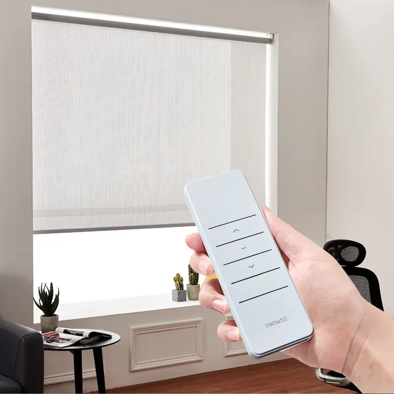 Cortina de rolo inteligente sem fio automática com controle remoto para janelas, tecido cego para janelas francesas de Natal, tradicional