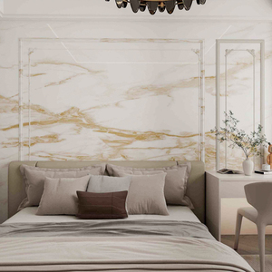 Échantillon gratuit de panneau mural acoustique en feuille UV <span class=keywords><strong>Plaque</strong></span> murale imperméable dorée Panneaux muraux en marbre PVC pour décoration intérieure de chambre à coucher - Product Image 5