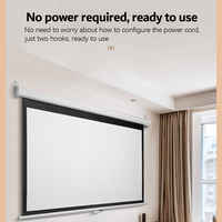 Écran de projection manuel rétractable 100 pouces 16:9 avec verrouillage automatique, blanc mat HD pour cinéma maison et usage scolaire