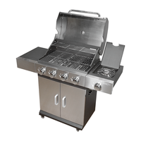 Barbecue à gaz en acier inoxydable 4+1 brûleurs OEM ODM pour patio, jardin et fêtes, avec grille de maintien au chaud et brûleur latéral pour l'extérieur