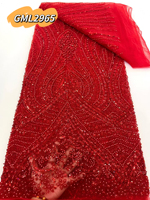 Tissu en dentelle perlée personnalisée avec paillettes pour mariage nigérian Robes en dentelle orange Asoebi Qualité luxe Inmyshop Company