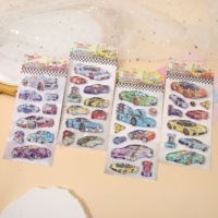 Autocollants de récompense pour enfants de maternelle, motifs de transport de dessins animés, autocollants à remplir d'eau et de sable pour la décoration de journaux DIY