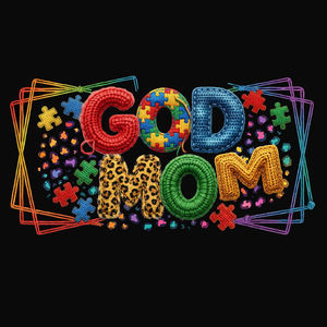 Vinilos Termoadhesivos DTF de Hilo Sintético para Estampado de 'Dad' y 'God Mom' con Temática de Autismo, Pegatinas de Plastisol para Ropa Personalizada, Camisetas, Bolsos y Prendas - Product Image 1