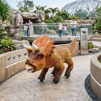 Triceratops Animatronique Réaliste Personnalisé, Adorable, pour Animaux de Compagnie, Intérieur/Extérieur, Étanche, Ignifuge, Télécommandé, Yeux LED, Parc d'Aventures