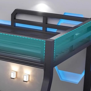 Litera moderna de metal negro con cortinas de privacidad, cajones de almacenamiento para espacios pequeños, <span class=keywords><strong>cama</strong></span> de dos pisos que ahorra espacio con <span class=keywords><strong>ruedas</strong></span> - Product Image 4