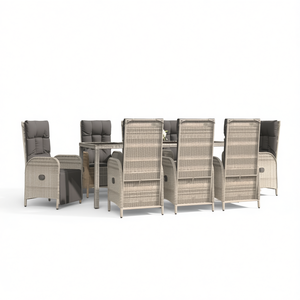 Conjunto de Comedor de Jardín de Ratán Gris para 6 Personas, Muebles de Exterior Resistentes a la Intemperie, Diseño Contemporáneo - Product Image 1