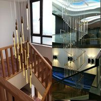 Lustre LED moderne de style nordique en aluminium et verre, suspension réglable en hauteur, finition dorée pour hôtel