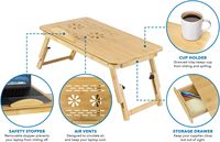 Table de petit déjeuner réglable pliable Plateau pour ordinateur portable en bambou naturel écologique