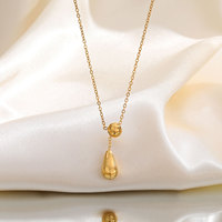 Bijouterie tendance Collier en acier inoxydable plaqué or 18 ct Colliers pendentifs goutte d'eau en forme de Y pour femmes